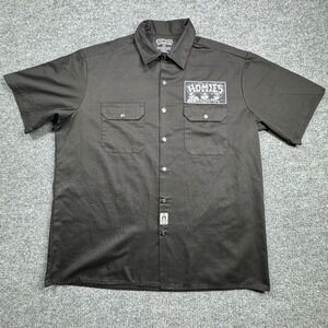 Homies Work Shirt Mens M Black Chicano Lowrider Art Graphic Short Sleeve